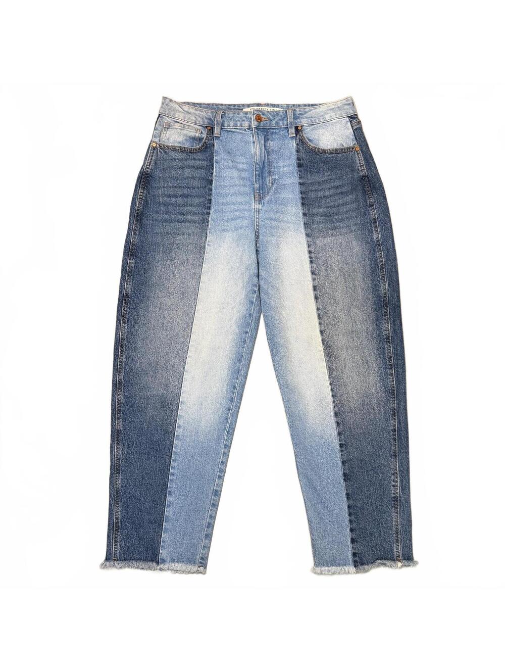 Celebrity Pink High Waist Two-Tone Blue Denim Barrel Jeans Size 13/31
